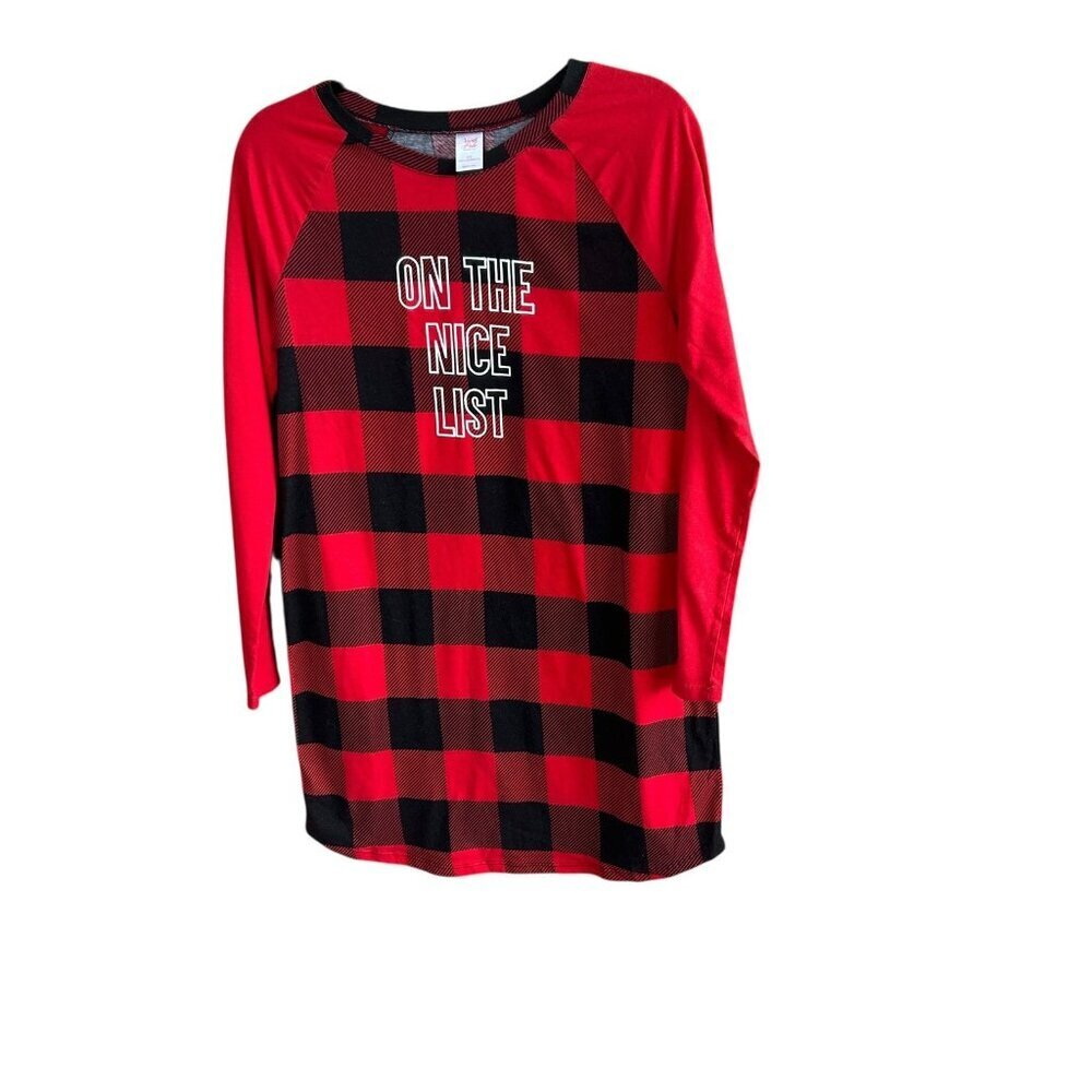 North Pole Christmas Sleepshirt Buffalo Check Nightshirt Gown Size XS